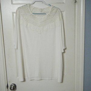Ivory Lace Knit Top 4X
